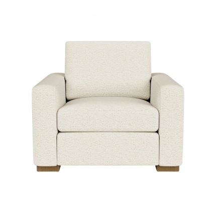 Modern Cream Armchair with Wooden Legs Seen from the Back
